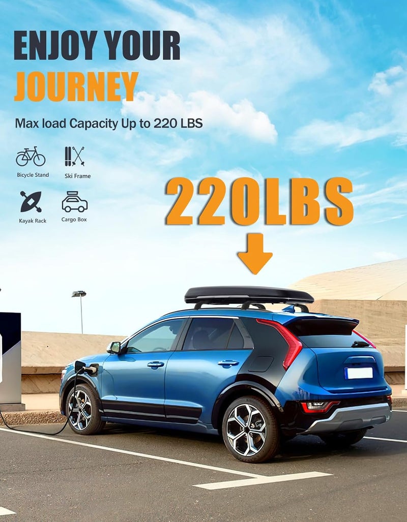 KINGGERI Roof Rack Cross Bars Compatible with Kia NIRO 2023 2024 2025 with Flush Side Rails, 220lbs Lockable Heavy Duty Aluminum Roof Rails Crossbars Rooftop Cargo Carrier Luggage Black - Image 3